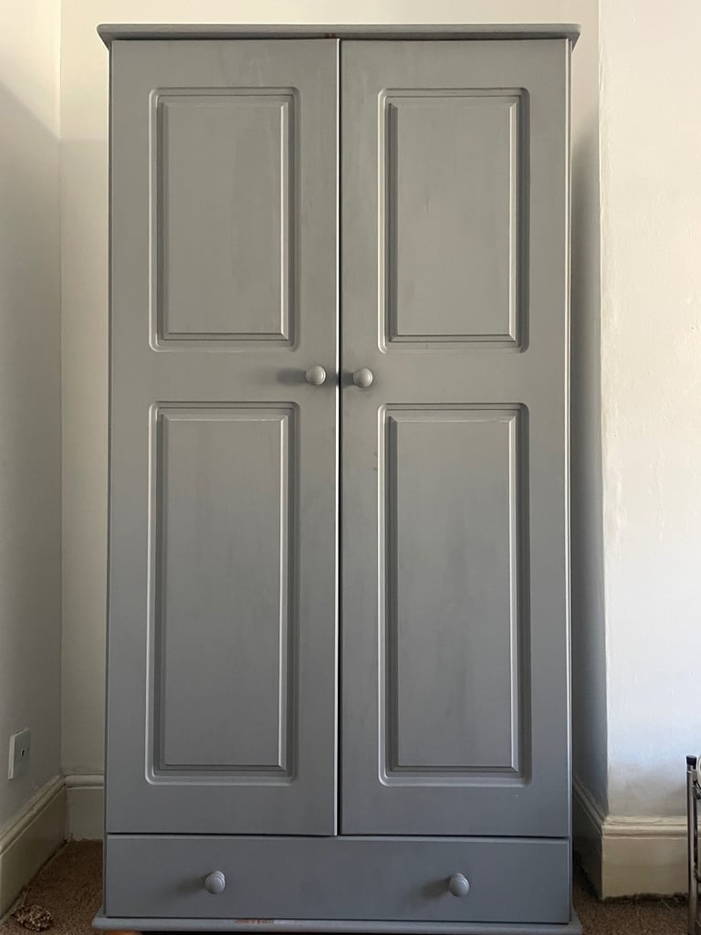 image for Pine solid grey wardrobe 