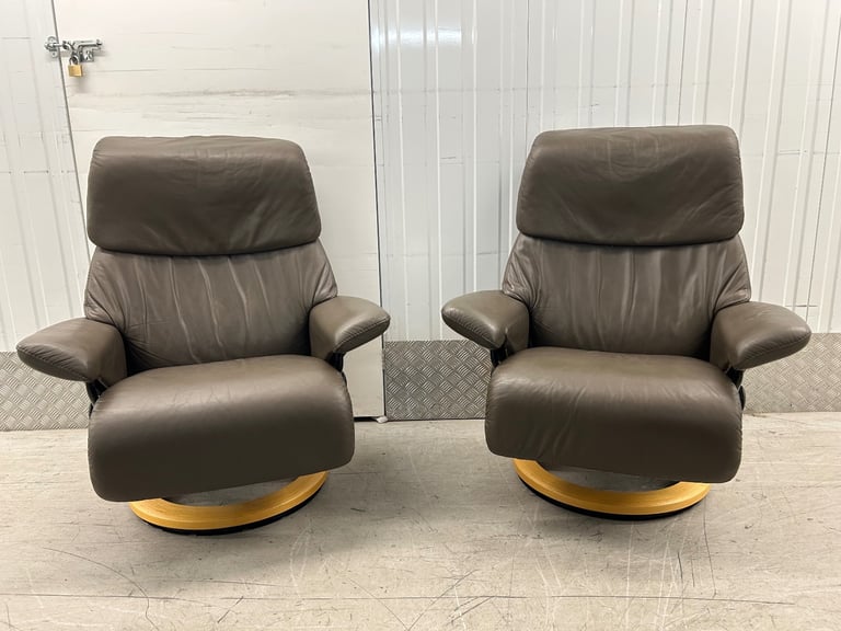 Ekornes Stressless Dream Recliner Olive Leather Chairs & Stools - Medium Size