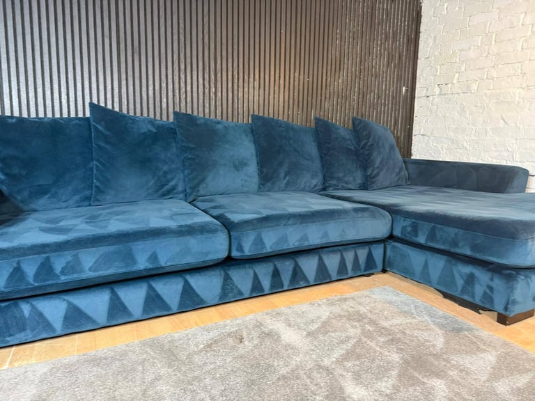 DFS Navy Plush Corner Sofa