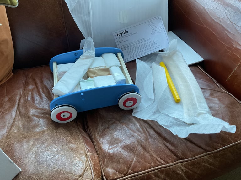 Toylife wooden toys baby walker push along cart truck and building blocks BNIB RRP £50