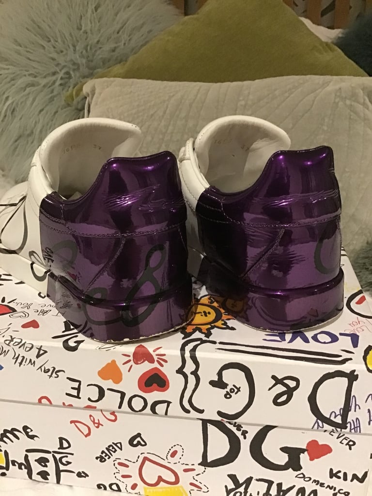 Dolce & Cabanna Woman's White & Purple Training Shoes - Size 4