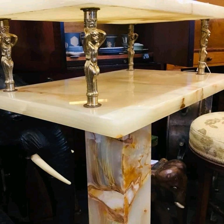 Vintage Onyx Telephone Table Plant Stand