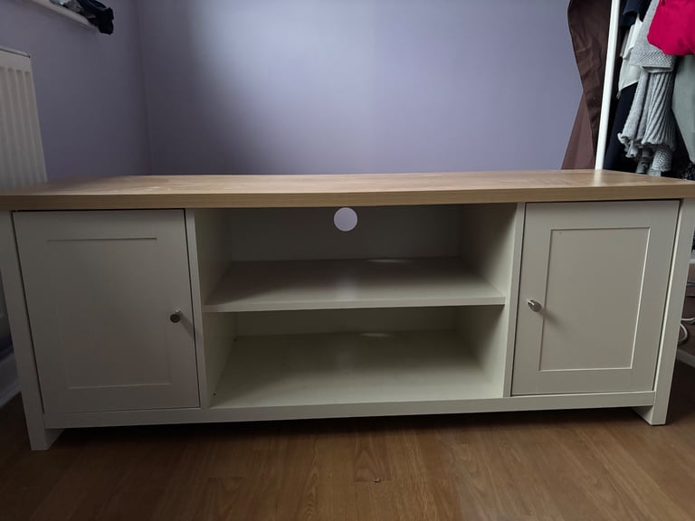 image for Ivory and oak tv cabinet 