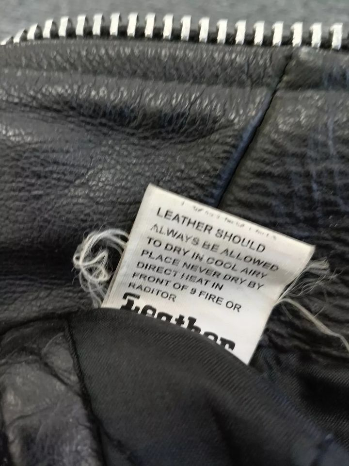 VINTAGE KOOKIE Leather Biker Jacket UK Size 14 Sportswear Pre-loved