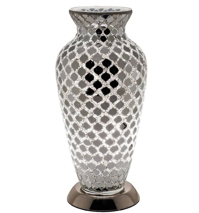 Brand new big LED Silver Mirror Mosaic Glass Vintage Vase Table Lamp 38cm Desk Light bedside lamp
