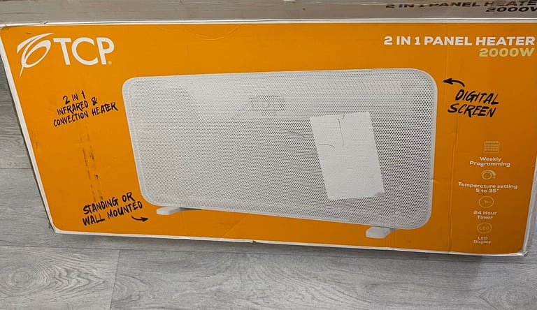TCP 2000W 2-in-1 Convection and Infrared Panel Heater White, Fast