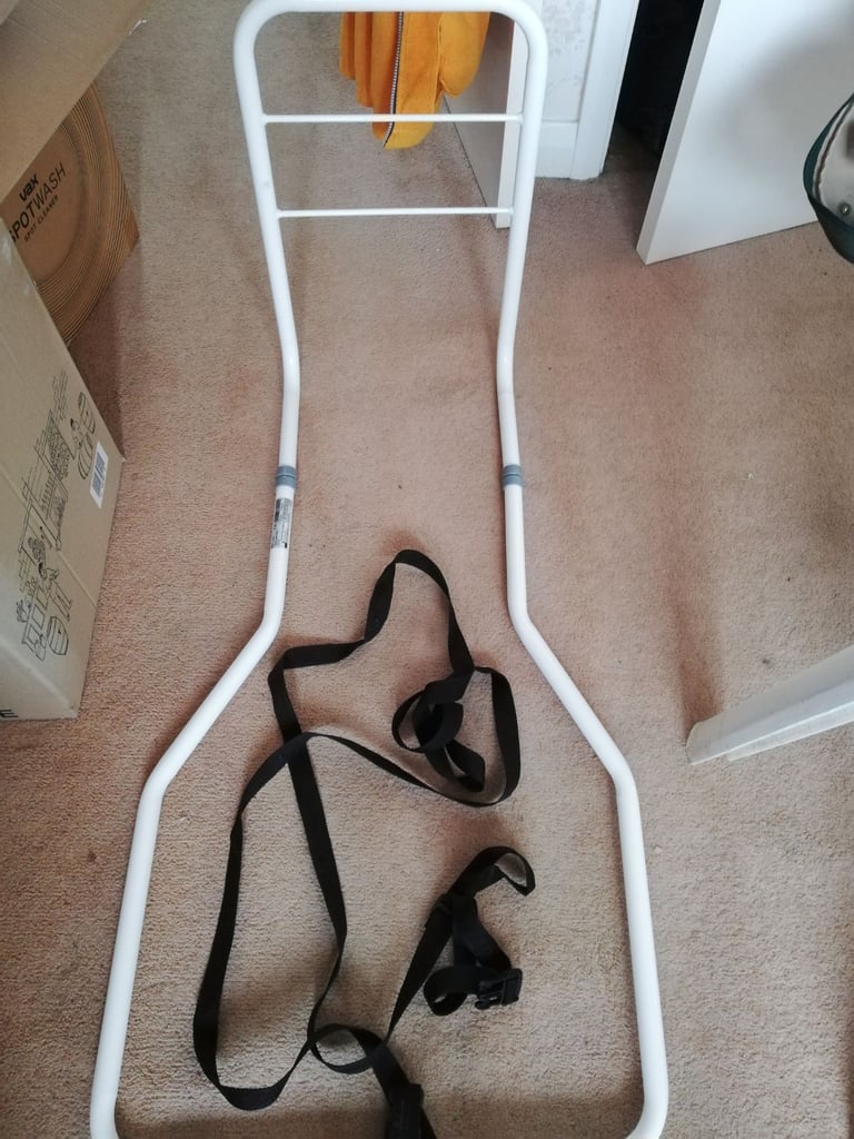 Bed lever rail with strap