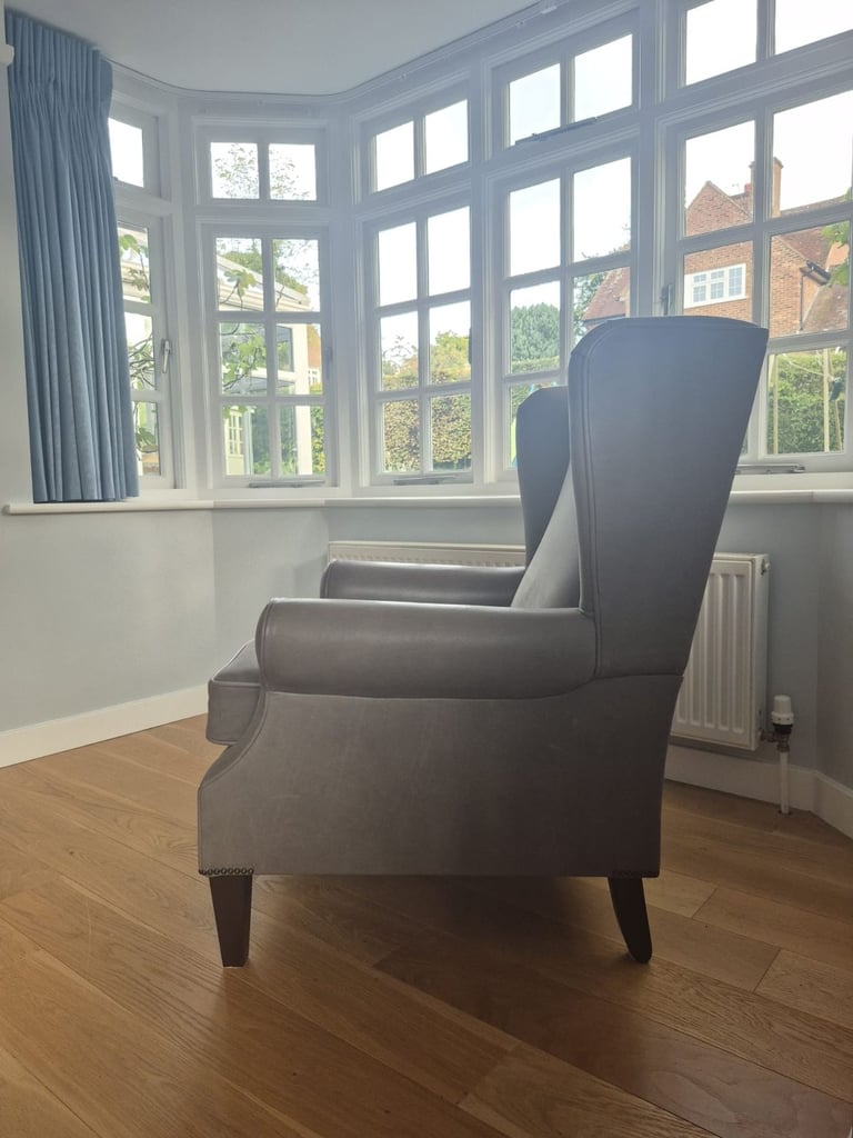 Wesley-Barrell Grey Leather Armchair