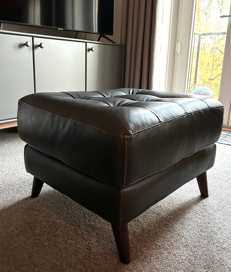 image for Dark Grey Leather foot stool