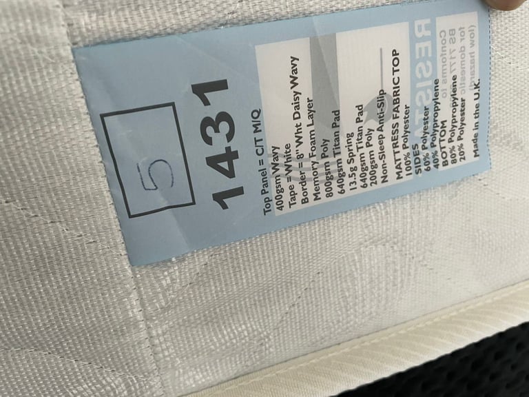 image for Brand New Double Bed with Velvet Headboard + 2 Mattresses - Never Used