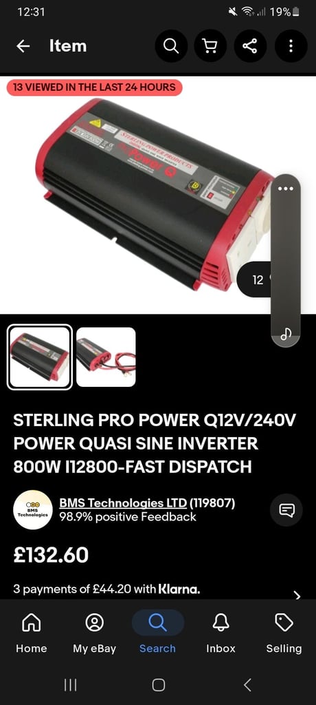 The Sterling 'Pro Power Q' quasi (or modified) sine wave power inverter is ideal for washing machine