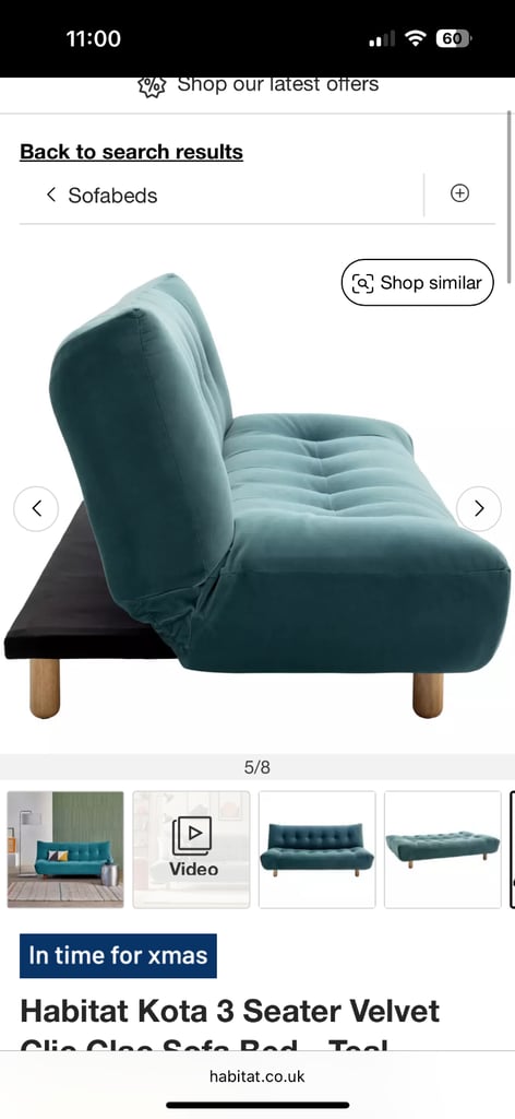 Habitat click clack sofa bed - teal