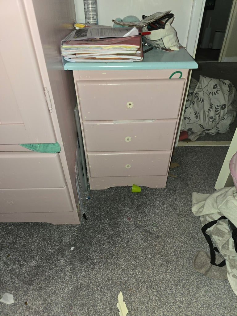 Solid painted wardrobe and drawers