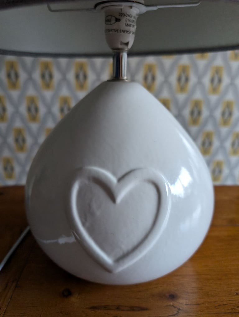 Dunelm heart light and grey lampshade 