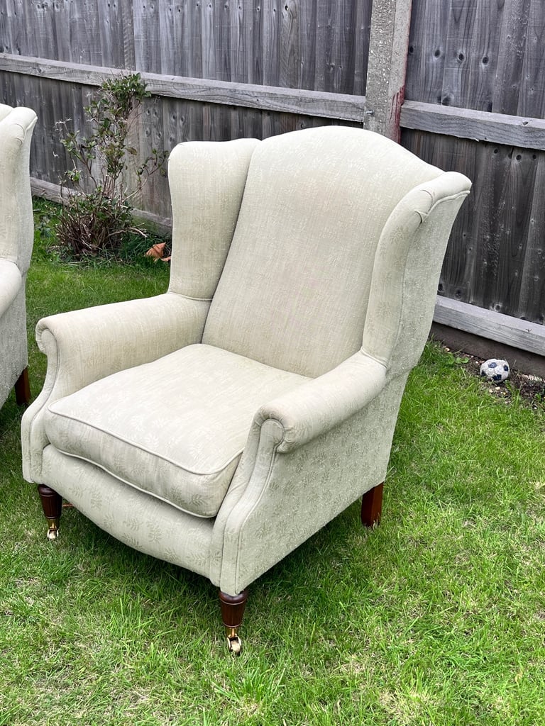 Laura Ashley 2 Seater Sofa 2 Wingback Chairs & Storage Footstool Possible Delivery 