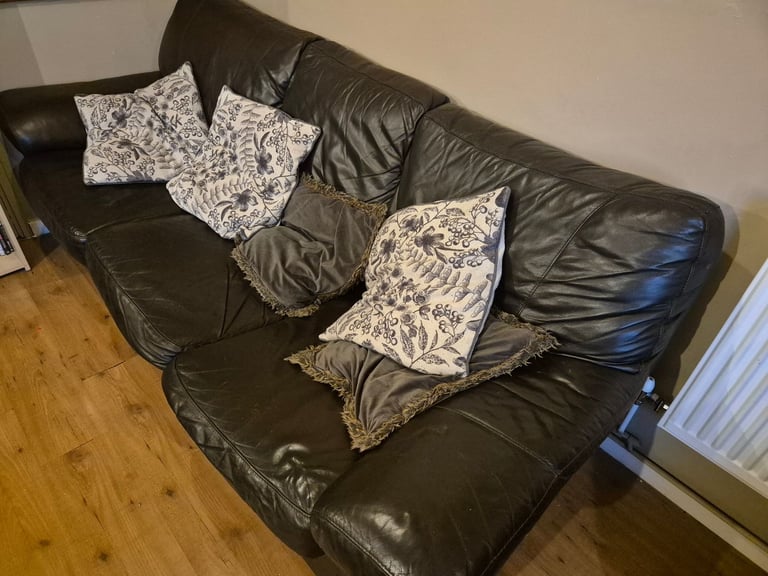 image for Premium Brown Leather Sofa bed