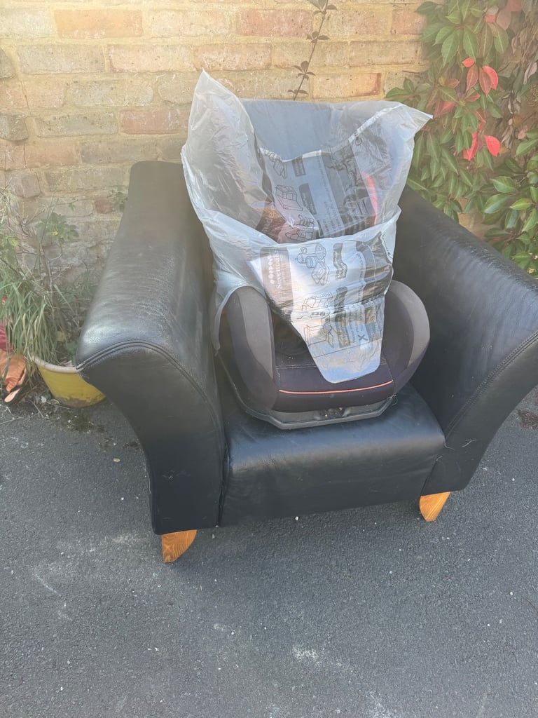 image for Black leather armchair