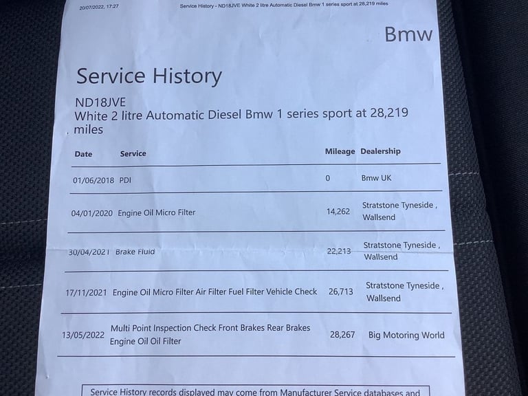 2018 BMW 1 Series 2.0 120d Sport Hatchback 5dr Diesel Auto Euro 6 (s/s) (190 ps) Hatchback Diesel...