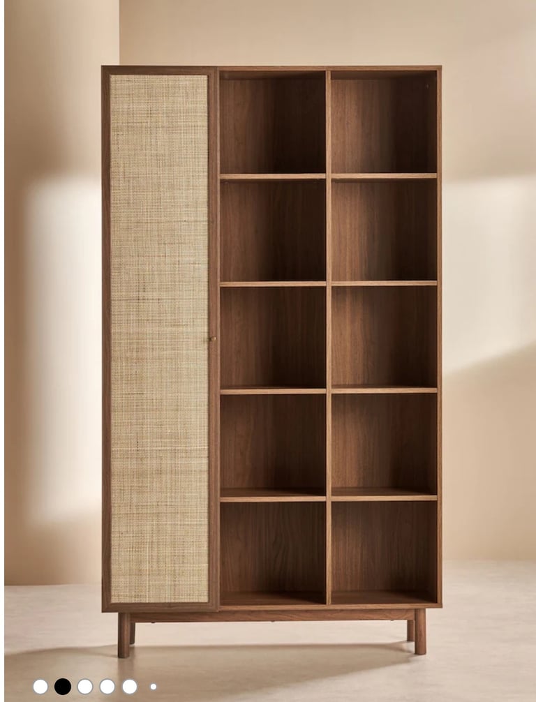 Dark Oak Rattan effect book case