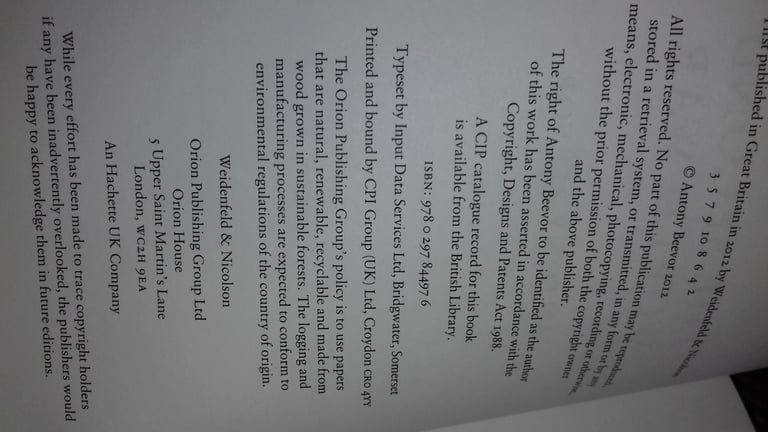 Book: The Second World War by Antony Beevor - hardback copy