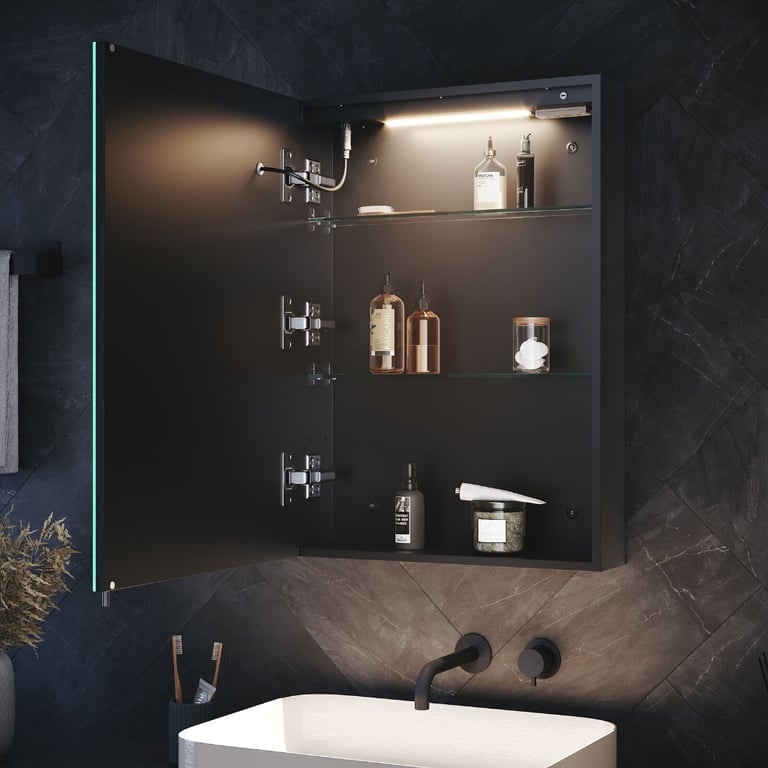 New Led Cabinet Bathroom Mirror + Demister and Shaver Socket 500 x 700mm RRP £170 Our Price £152