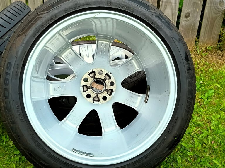 18" JAGUAR XK COUPE ALLOYS 5x108 8.5J/9.5J SPLIT WIDTH WHEELS EXCELLENT TYRES XF XE XJ
