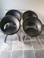 image for 4 Dining Chairs Black Faux Leather