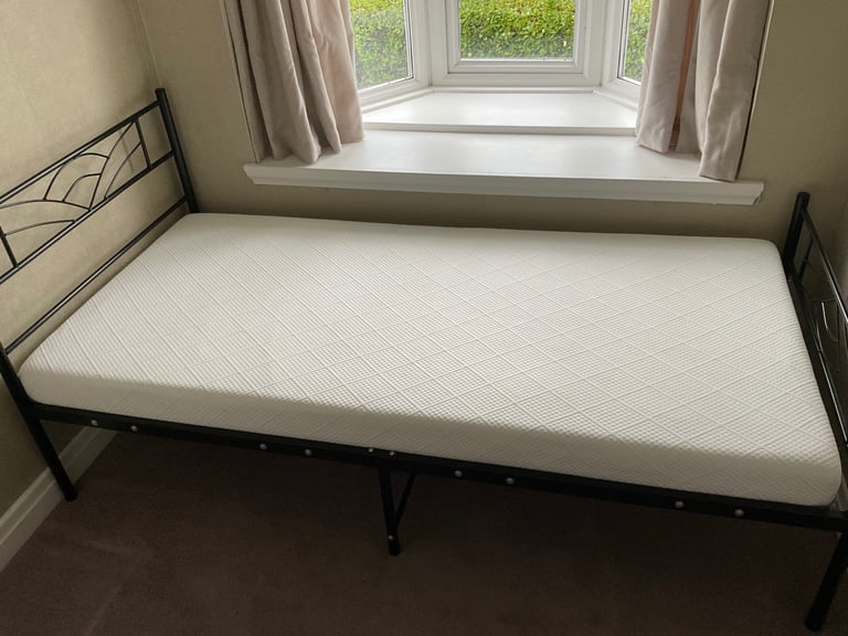 Single bed and mattress
