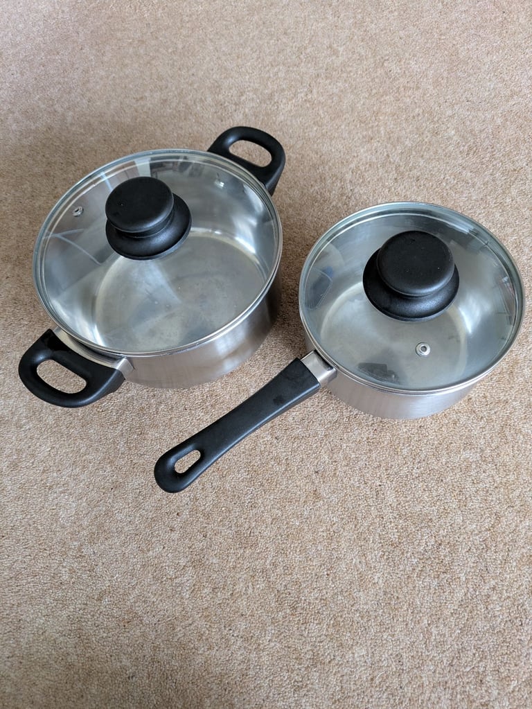 image for Two saucepans with glass lids 