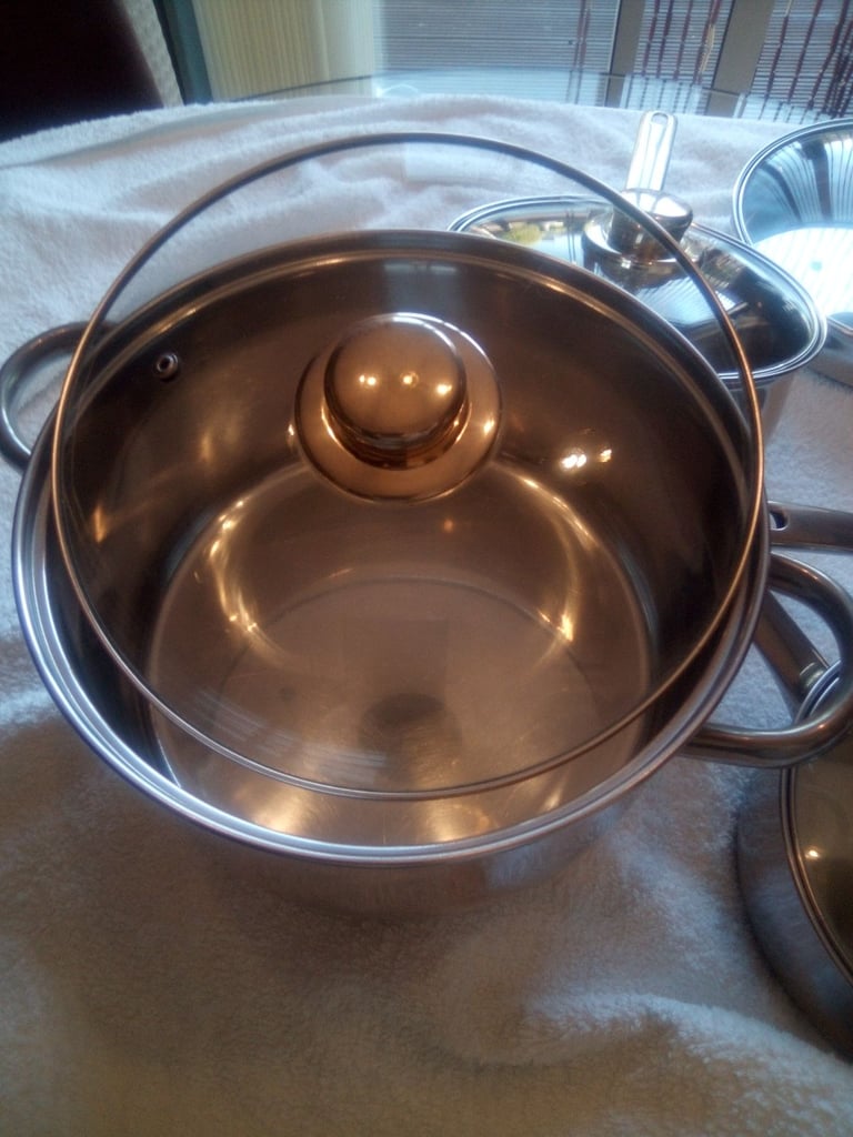image for Full set of 5 stainless steel saucepans