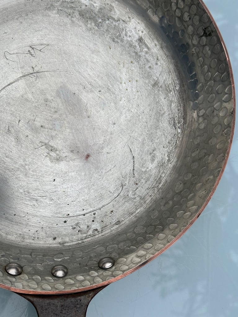 VINTAGE FRENCH COPPER FRYING PAN, 24cm, SBS GRANDE CUISINE FABRICATION FRANCAIS - WILL POST!