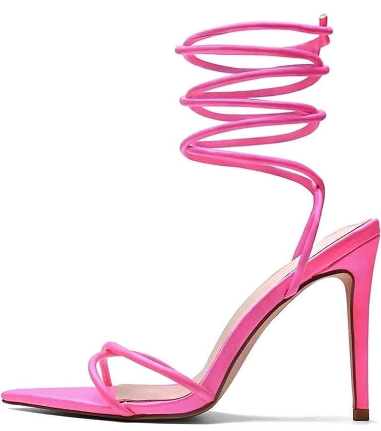 image for  Lace Up High Heel Stiletto Elisabet Tang Pointed Toe UK Size Party Shoes