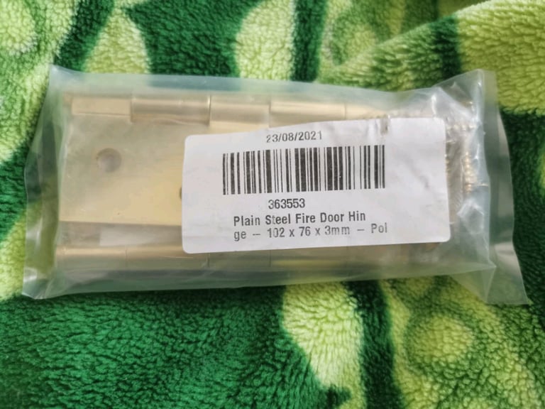 Plain Steel Fire Door Hinges 102 x 76 x 3mm Polished Brass Pair New