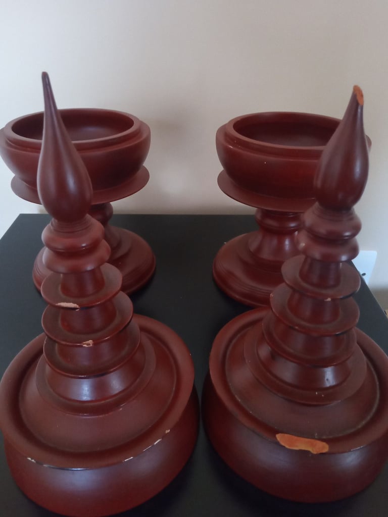 Pair of Burmese Lacquered offering vessels 