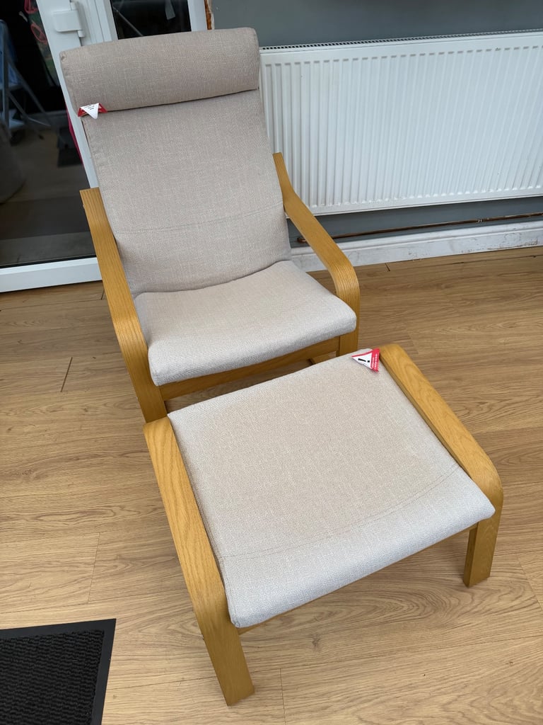 image for IKEA Poang chair and foot stool