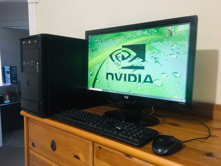 image for Desktop pc/quad2/3GB ram/128SSD/250GB hard/graphics card/Wi-Fi/monitor/keyboard mouse 