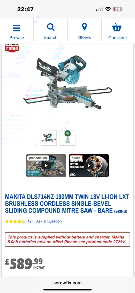 image for Makita 36v chop saw cordless 