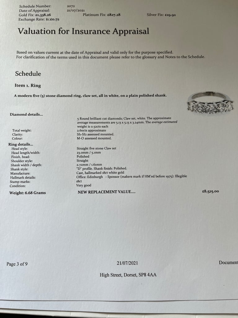 Diamond (5)stone gold ring 