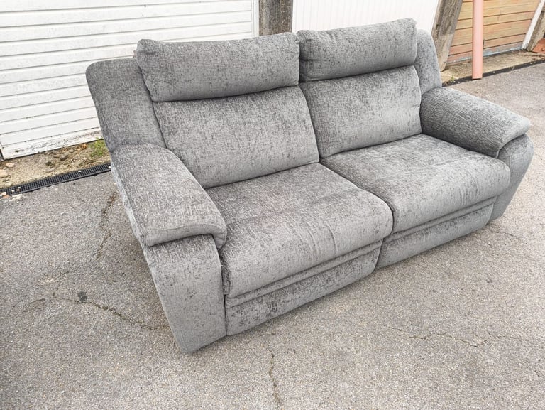 image for Adriana 2 Seat Manual Fabric Recliner Sofa Couch - Grey Blue