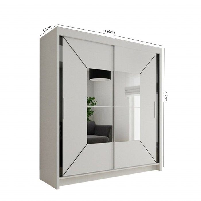 Brand New - Nicole Mirror Sliding Door Wardrobe White - SAME/NEXT DAY DELIVERY