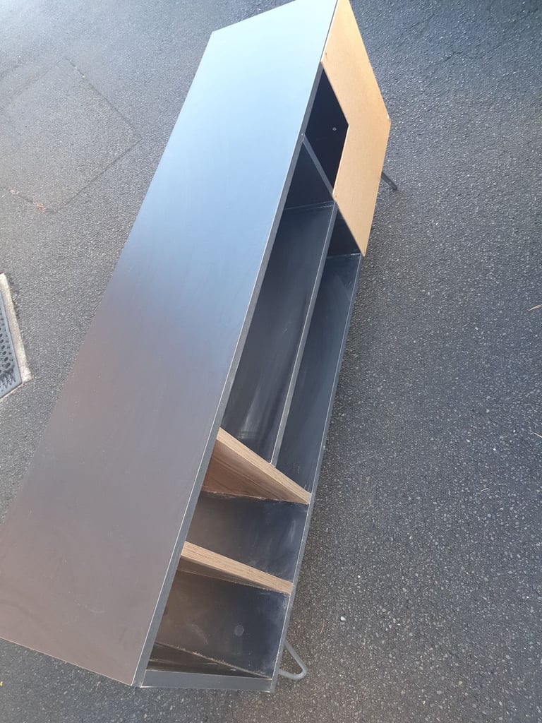 Lovely , Homebase Black Sideboard With Chunky Wooden Door & Shelves , Metal Legs , VGC. 