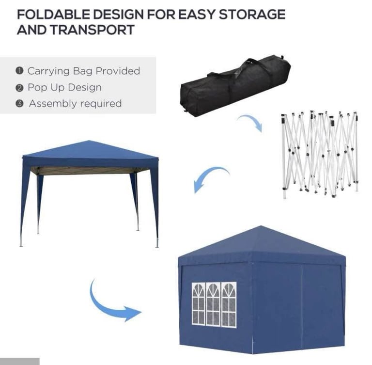 3m x 3m Blue Pop Up Gazebo