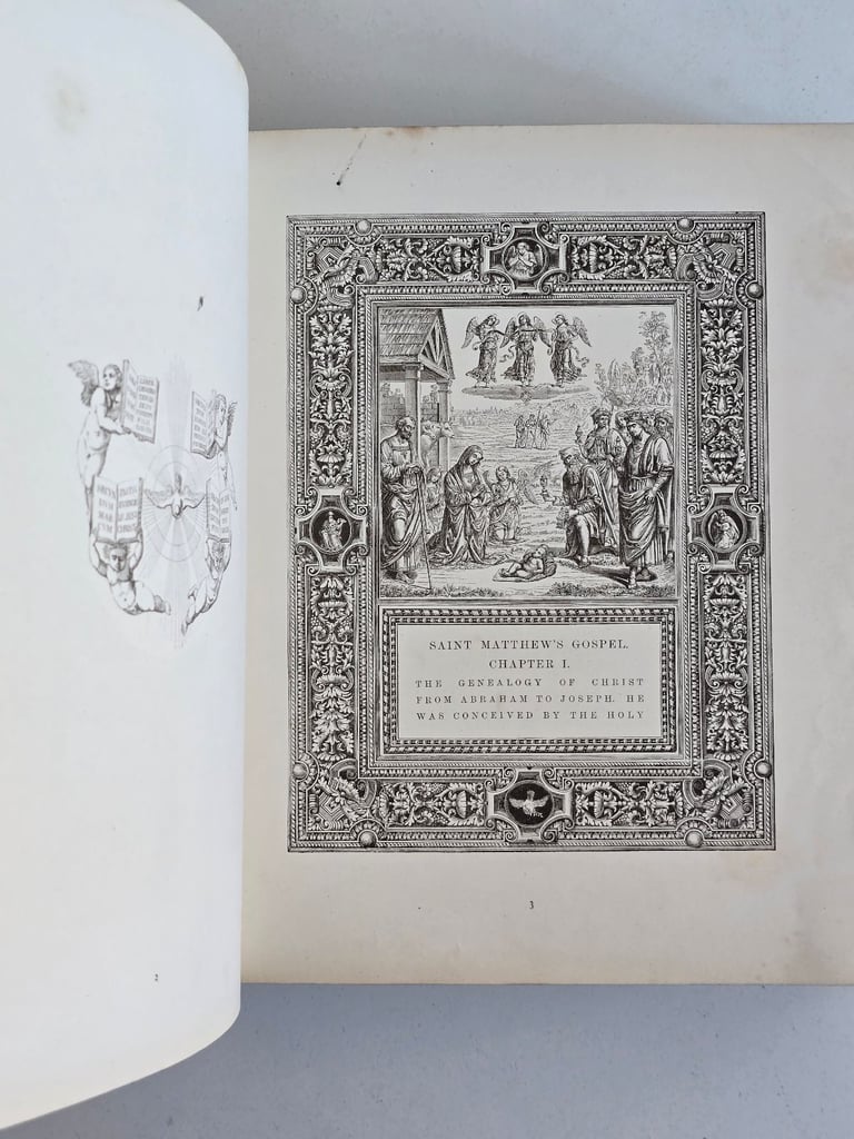 1883 Antique Large KJV New Testament w/Engravings Leatherbound English Bible Complete -142 Y/O