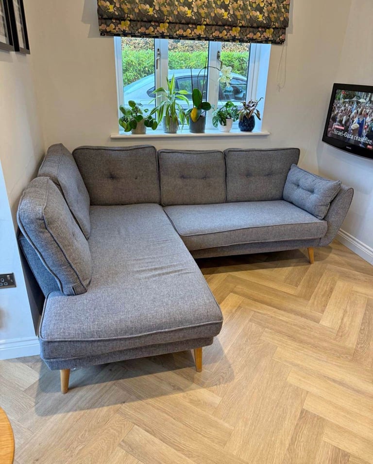 image for DFS French Connection Zinc Left Hand Facing Corner Sofa - Grey Fabric.