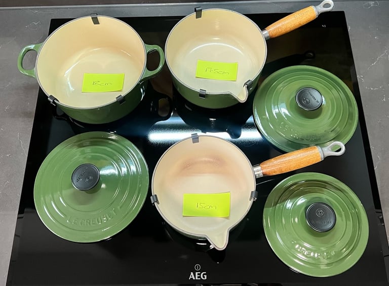 image for Le Creuset Green Casserole and Saucepans with lids