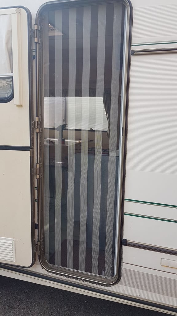 Main door fly nets for camper, caravan, motorhome or boat.
