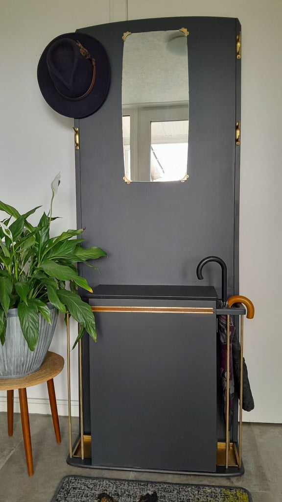 Vintage hall stand, mirror console table, retro hat stand dresser