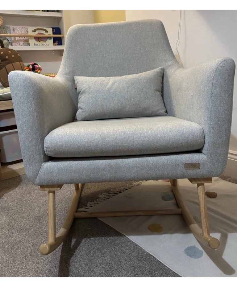 Tutti Bambini Oscar Rocking Nursing Chair Pebble Grey with Back Support Cushion