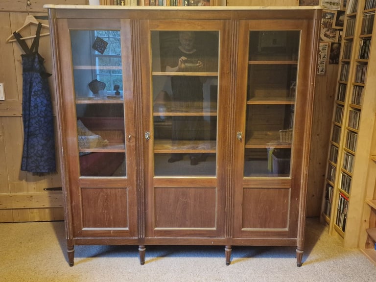French Walnut Glass-Fronted Cupboard