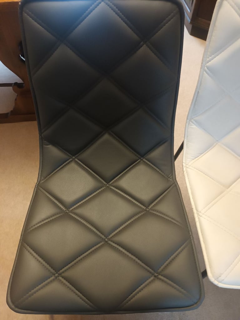 6 MODERN DINING CHAIRS - 3 WHITE,  3 DARK GREY